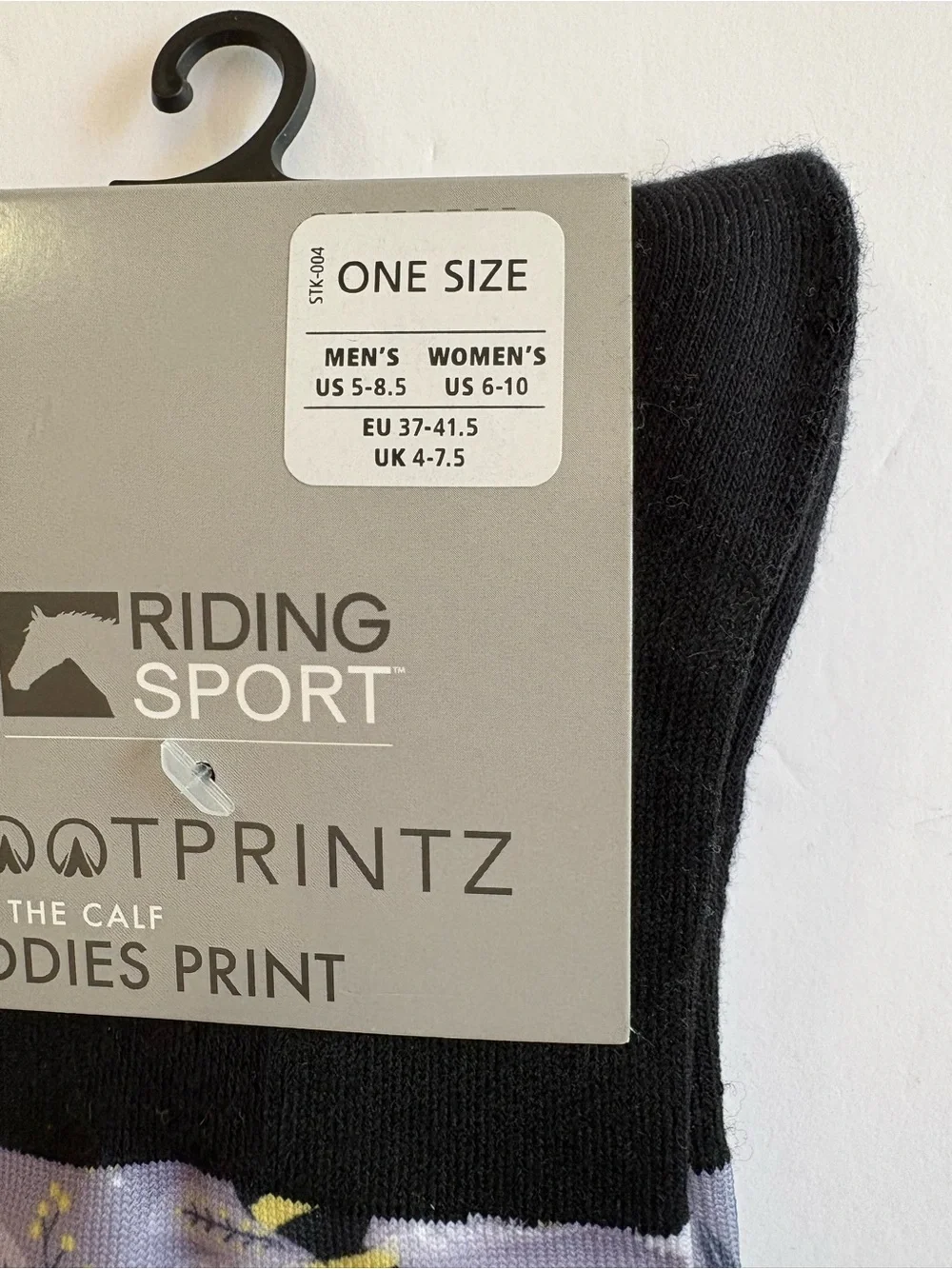 Riding Sport Bee Print Over-the-Calf Socks - Gray & Black